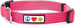 Pawtitas Nylon Reflective Dog Collar, Pink, Large: 16 to 26-in neck, 1-in wide
