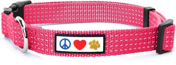 Pawtitas Nylon Reflective Dog Collar, Pink, Large: 16 to 26-in neck, 1-in wide slide 1 of 10