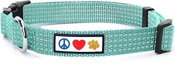 Pawtitas Nylon Reflective Dog Collar, Teal, Large: 16 to 26-in neck, 1-in wide slide 1 of 10