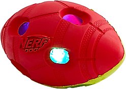Nerf Dog Light Up Bash Football Dog Toy, Medium, Yellow & Red