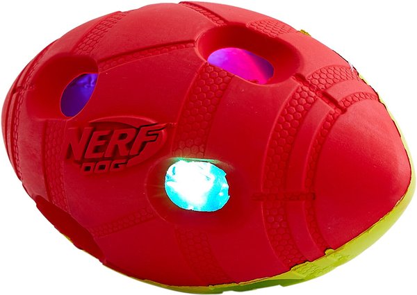 Nerf Dog Light Up Bash Football Dog Toy, Medium, Yellow & Red slide 1 of 6