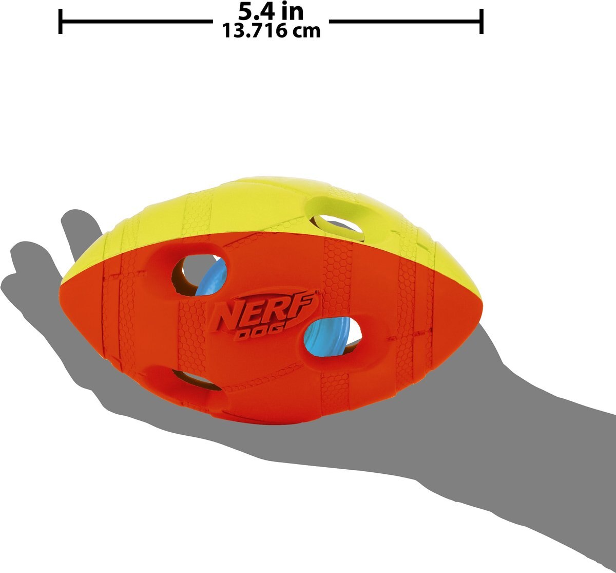 NERF DOG Light Up Bash Football Dog Toy, Medium, Yellow & Red