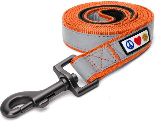 Pawtitas Nylon Reflective Padded Dog Leash, Orange, X-Small/Small: 6-ft long, 5/8-in wide slide 1 of 7