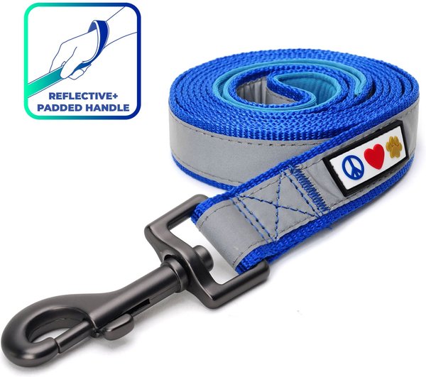 Pawtitas Nylon Reflective Padded Dog Leash, Blue, Medium/Large: 6-ft long, 1-in wide slide 1 of 10