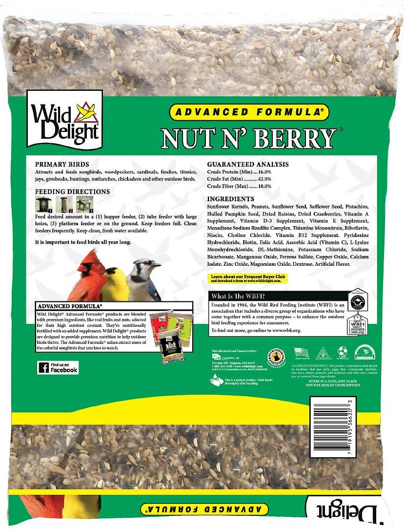 WILD DELIGHT Nut N' Berry Wild Bird Food, 20-lb Bag - Chewy.com