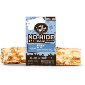Earth Animal No-Hide Seasonal Holiday Feast Turkey Recipe Rolls Dog Chew, 1 count