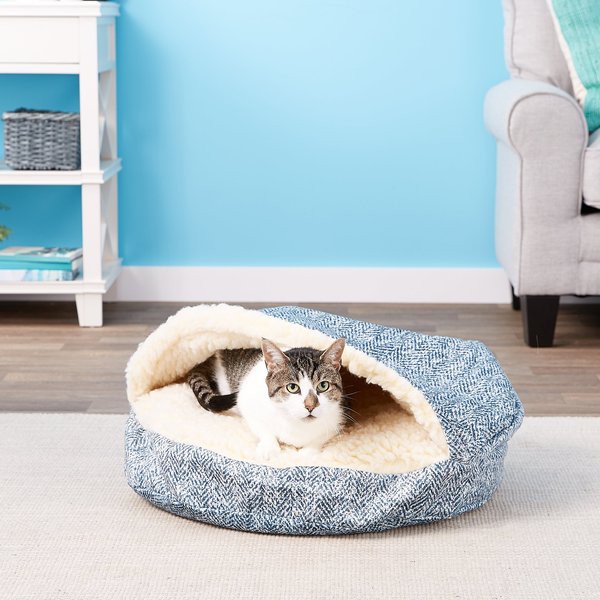 Snoozer Pet Products Orthopedic Microsuede Cozy Cave Dog & Cat Bed, Palmer Indigo, Small slide 1 of 6