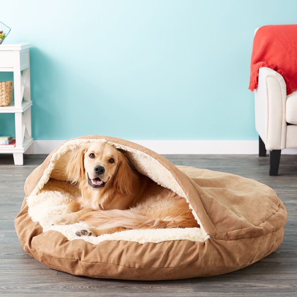 Snoozer Pet Products Luxury Microsuede Cozy Cave Dog & Cat Bed, Camel, X-Large slide 1 of 7