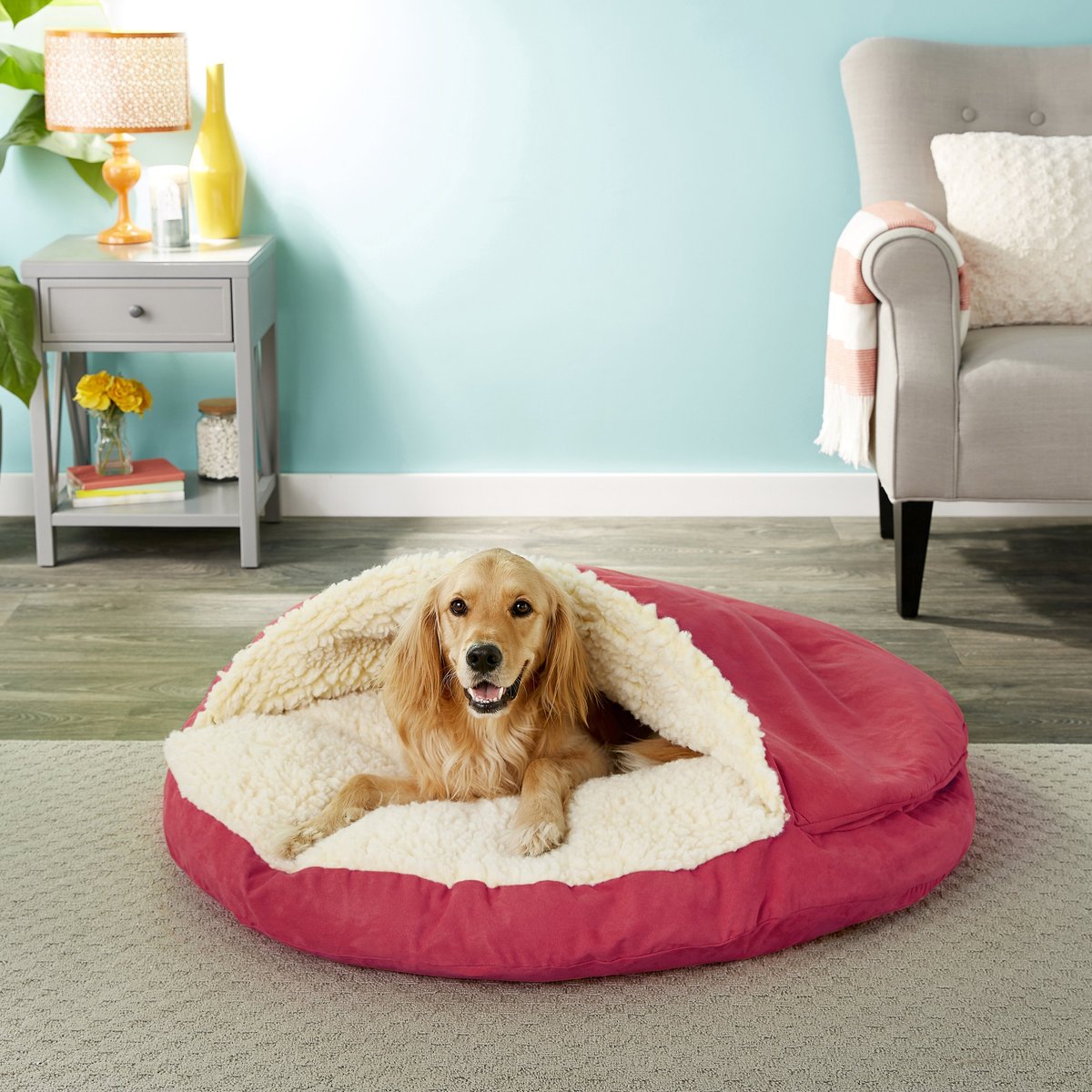 SNOOZER PET PRODUCTS Luxury Microsuede Cozy Cave Dog & Cat Bed, Red, X