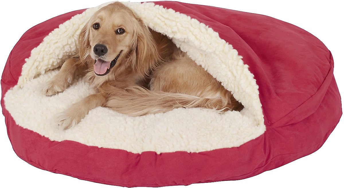 SNOOZER PET PRODUCTS Luxury Microsuede Cozy Cave Dog & Cat Bed, Red, XLarge