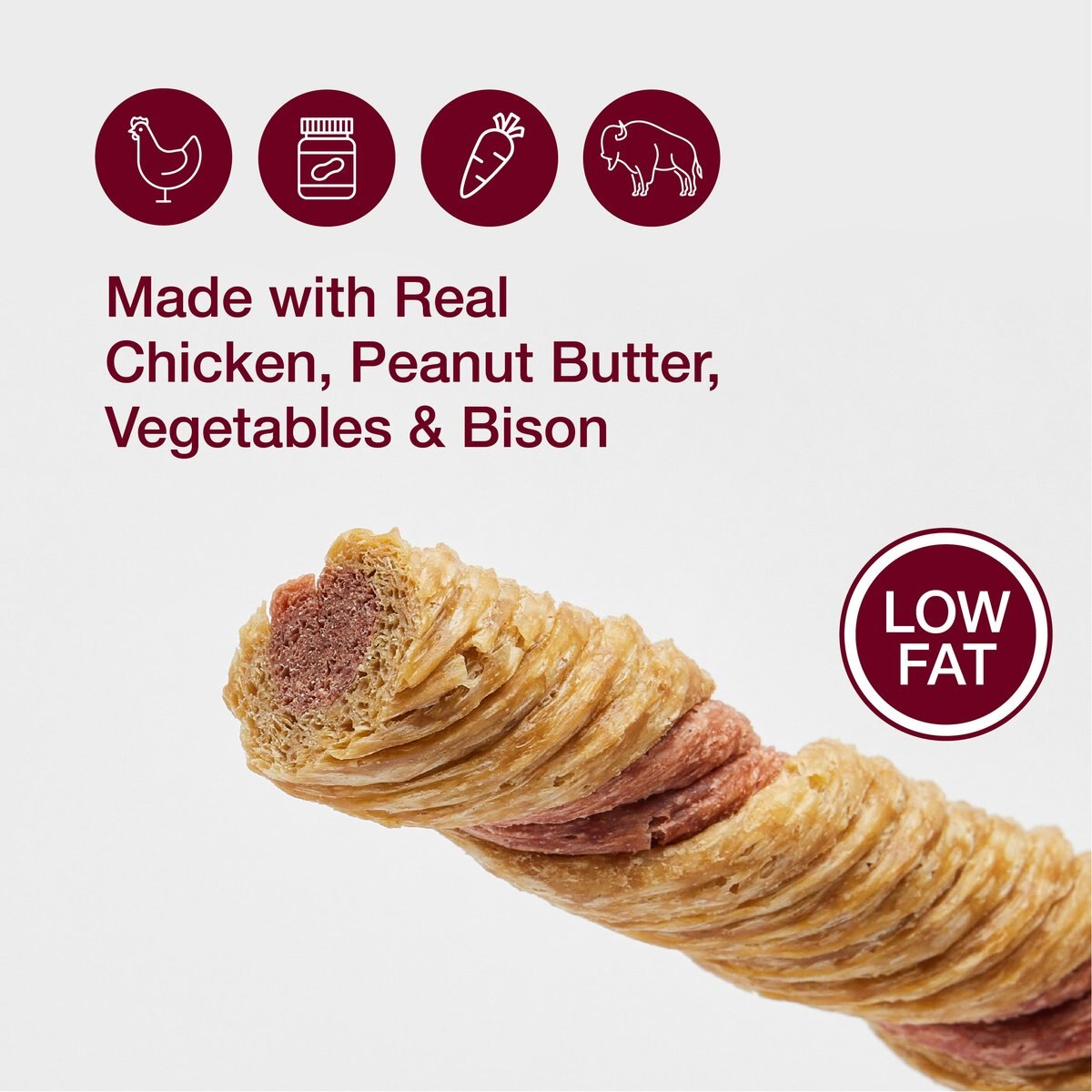 SmartBones Puffy Rolls Real Peanut Butter & Bison Rawhide-Free Dog Chew Treats, 8 count