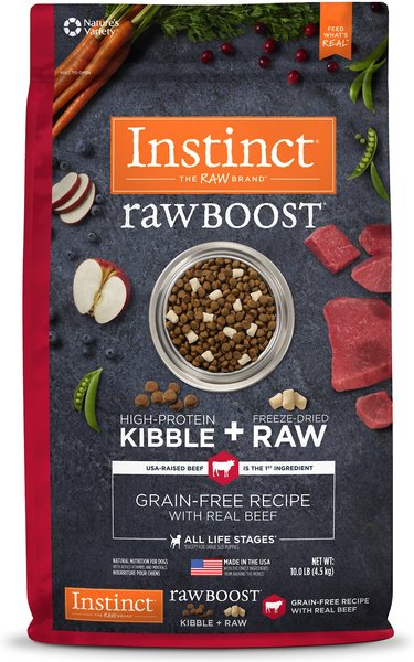 Instinct Raw Boost Grain-Free Recipe with Real Beef & Freeze-Dried Raw Pieces Dry Dog Food, 10-lb bag slide 1 of 11