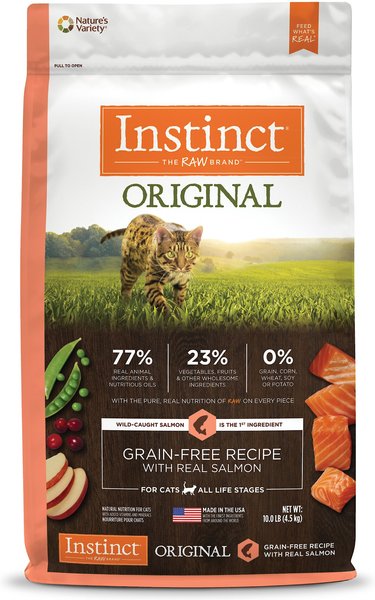 Instinct Original Grain-Free Recipe with Real Salmon Freeze-Dried Raw Coated Dry Cat Food, 10-lb bag slide 1 of 11