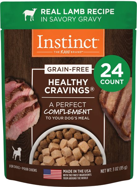 Instinct Healthy Cravings Grain-Free Cuts & Gravy Real Lamb Recipe Wet Dog Food Topper, 3-oz pouch, case of 24 slide 1 of 8