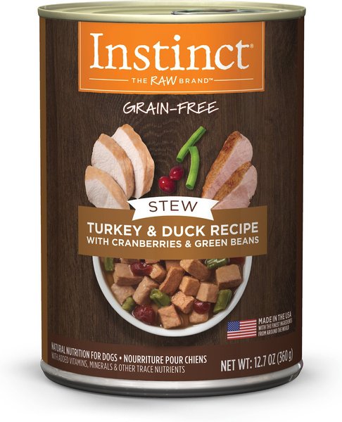 Instinct Grain Free Stews Turkey and Duck with Cranberries and Green Beans Recipe Natural Canned Dog Food