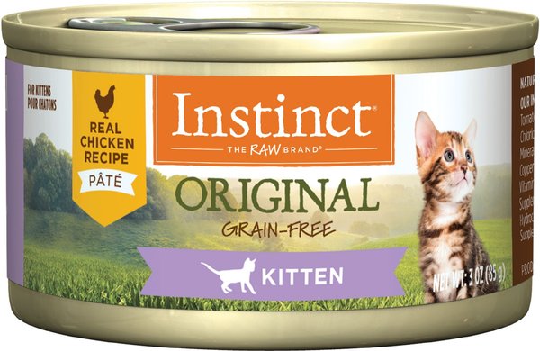 Instinct Kitten Grain-Free Pate Real Chicken Recipe Natural Wet Canned Cat Food, 3-oz, case of 24 slide 1 of 11
