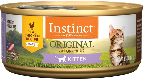 INSTINCT Original Real Chicken Recipe Grain Free Pate Kitten Wet Cat Food 5.5 oz can case of 12 Chewy