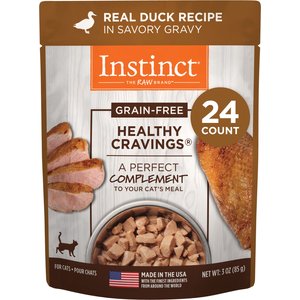 Instinct Healthy Cravings Grain-Free Cuts & Gravy Real Duck Recipe Wet Cat Food Topper, 3-oz pouch, case of 24