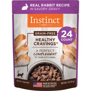 Instinct Healthy Cravings Grain-Free Cuts & Gravy Real Rabbit Recipe Wet Cat Food Topper, 3-oz pouch, case of 24