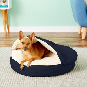 Snoozer Pet Products Cozy Cave Covered Cat & Dog Bed w/Removable Cover, Navy, Small