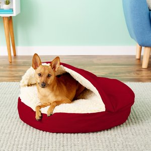 Snoozer Pet Products Cozy Cave Covered Cat & Dog Bed with Removable Cover, Red, Small