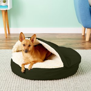 Snoozer Pet Products Cozy Cave Covered Cat & Dog Bed w/Removable Cover, Olive, Small