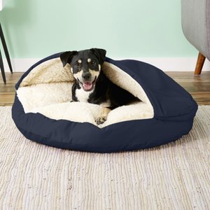 Snoozer Pet Products Cozy Cave Covered Cat & Dog Bed with Removable Cover, Navy, Large