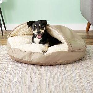 Snoozer Pet Products Cozy Cave Covered Cat & Dog Bed w/Removable Cover, Khaki, Large