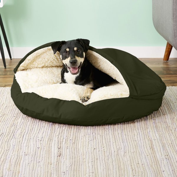 Snoozer Pet Products Cozy Cave Covered Cat & Dog Bed with Removable Cover, Olive, Large slide 1 of 6
