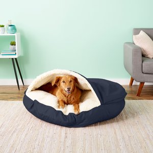 Snoozer Pet Products Cozy Cave Covered Cat & Dog Bed with Removable Cover, Navy, X-Large