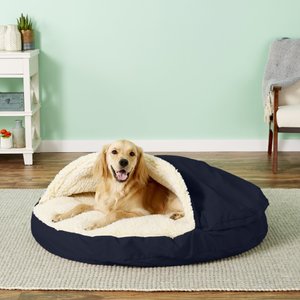 Snoozer Pet Products Cozy Cave Orthopedic Covered Cat & Dog Bed with Removable Cover, Navy, X-Large