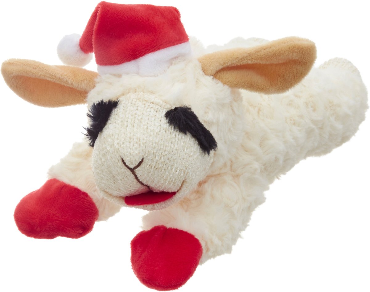 MULTIPET Holiday Lamb Chop Plush Dog Toy, 10in