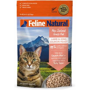 Feline Natural Lamb & King Salmon Feast Grain-Free Freeze-Dried Cat Food, 11-oz bag
