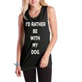 I'd Rather Be With My Dog Women's Solid Muscle Tank Top, Black, Medium