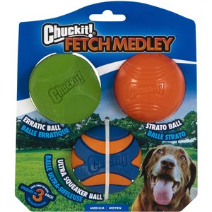 Chuckit! Fetch Ball Medley 2 Triple Pack Ball Dog Toy, Medium