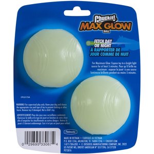 Chuckit! Max Glow Ball Dog Toy, Medium, 2 count