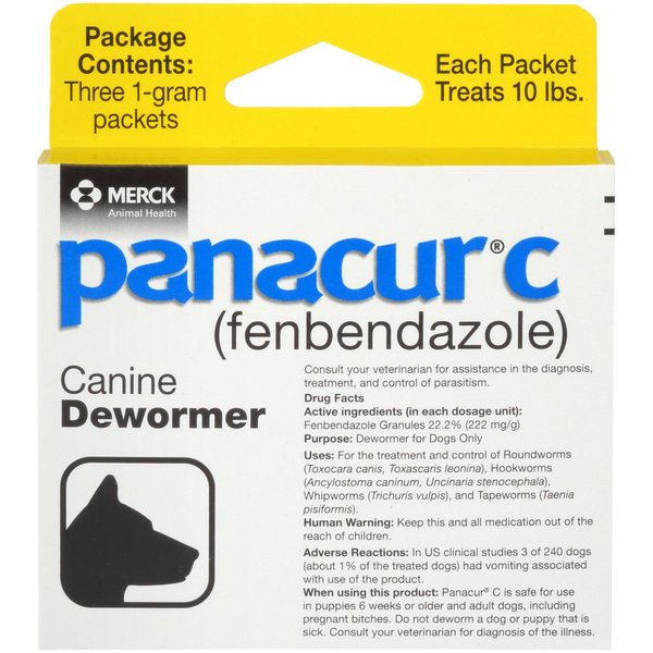 Panacur C Canine Dewormer – Powder For Dogs, Treats Roundworms, Hookworms, Tapeworms