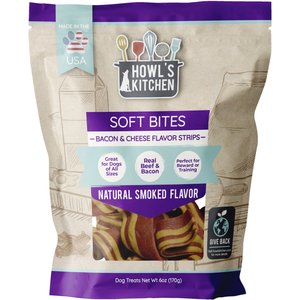 Howl's Kitchen Meaty Strips Bacon & Cheese Flavor Dog Treats, 6-oz bag