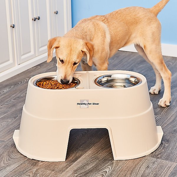 Show full view: OurPets Comfort Elevated Dog & Cat Feeder, Beige/Gray, 5.5-cup slide 2 of 5