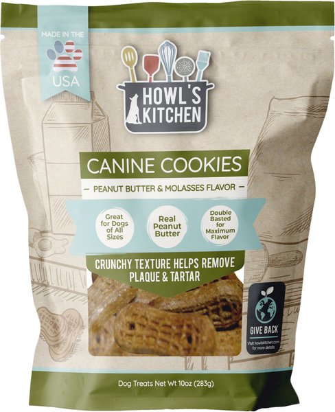 Howl's Kitchen Canine Cookies Peanut Butter & Molasses Flavor Dog Treats, 10-oz slide 1 of 8