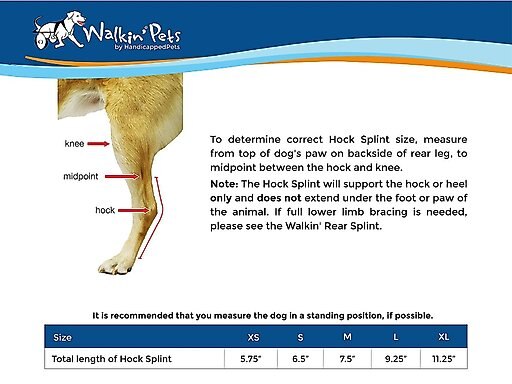 Walkin' Pets Hock Style Rear Leg Dog Splint, X-Small