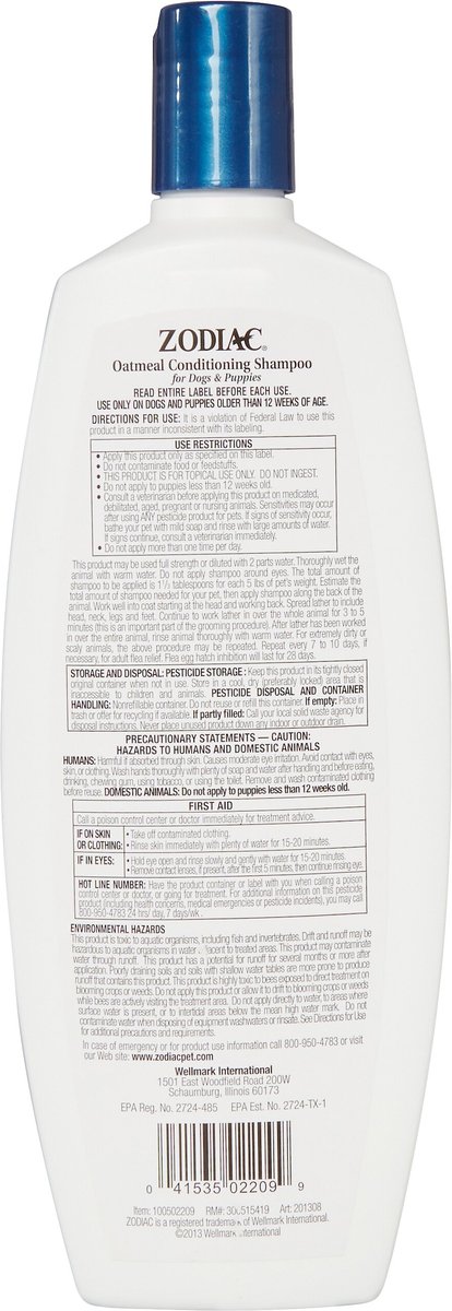 Zodiac flea outlet shampoo