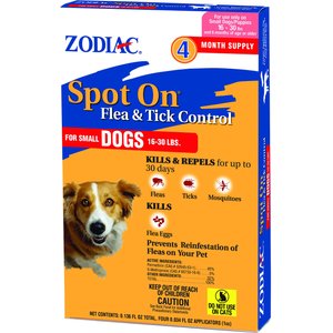 Zodiac Flea & Tick Spot Treatment for Dogs, 16-30 lbs, 4 Doses (4-mos. supply)