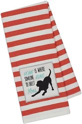 Design Imports Dog Embellished Dishtowel, Red Stripe
