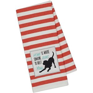 Design Imports Dog Embellished Dishtowel, Red Stripe