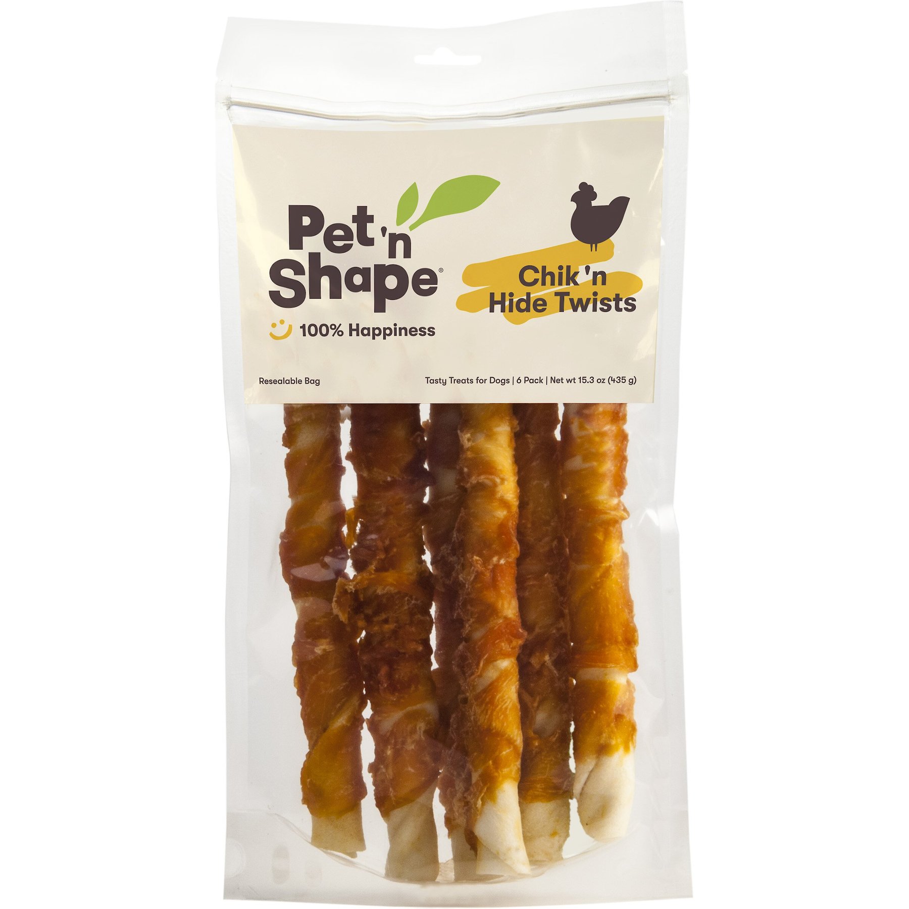 PET 'N SHAPE AllNatural Chicken Hide Twists Dog Treats, 15.3oz bag