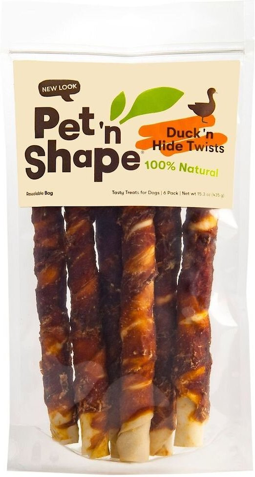 PET 'N SHAPE AllNatural Duck Hide Twists Dog Treats, 15.3oz bag