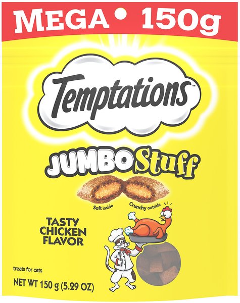 Temptations Jumbo Stuff Tasty Chicken Flavor Soft & Crunchy Cat Treats, 5.29-oz bag slide 1 of 8