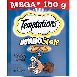Temptations Jumbo Stuff Savory Salmon Flavor Soft & Crunchy Cat Treats, 5.29-oz bag