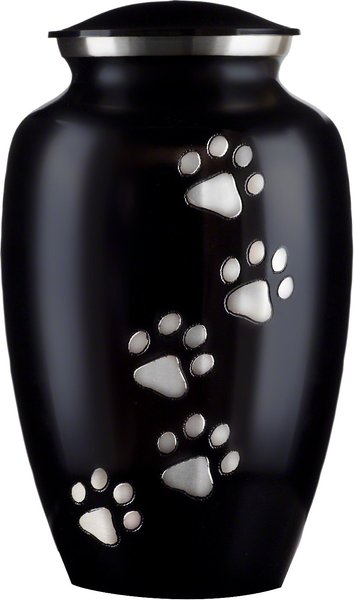 Best Friend Services Ottillie Paws Slate Vertical Print Dog & Cat Urn, Ebony with Pewter Paws, Small slide 1 of 7